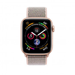 ساعت هوشمند سری 4 سایز 44 میلی‌متر طلائی اپل با بند صورتی لوپ