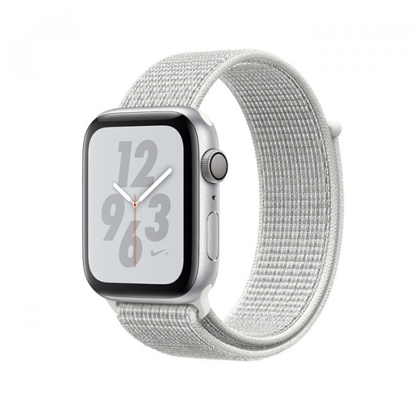 ساعت هوشمند نایک پلاس سری 4 سایز 40 میلی‌متر نقره‌ای اپل با بند سفید لوپ